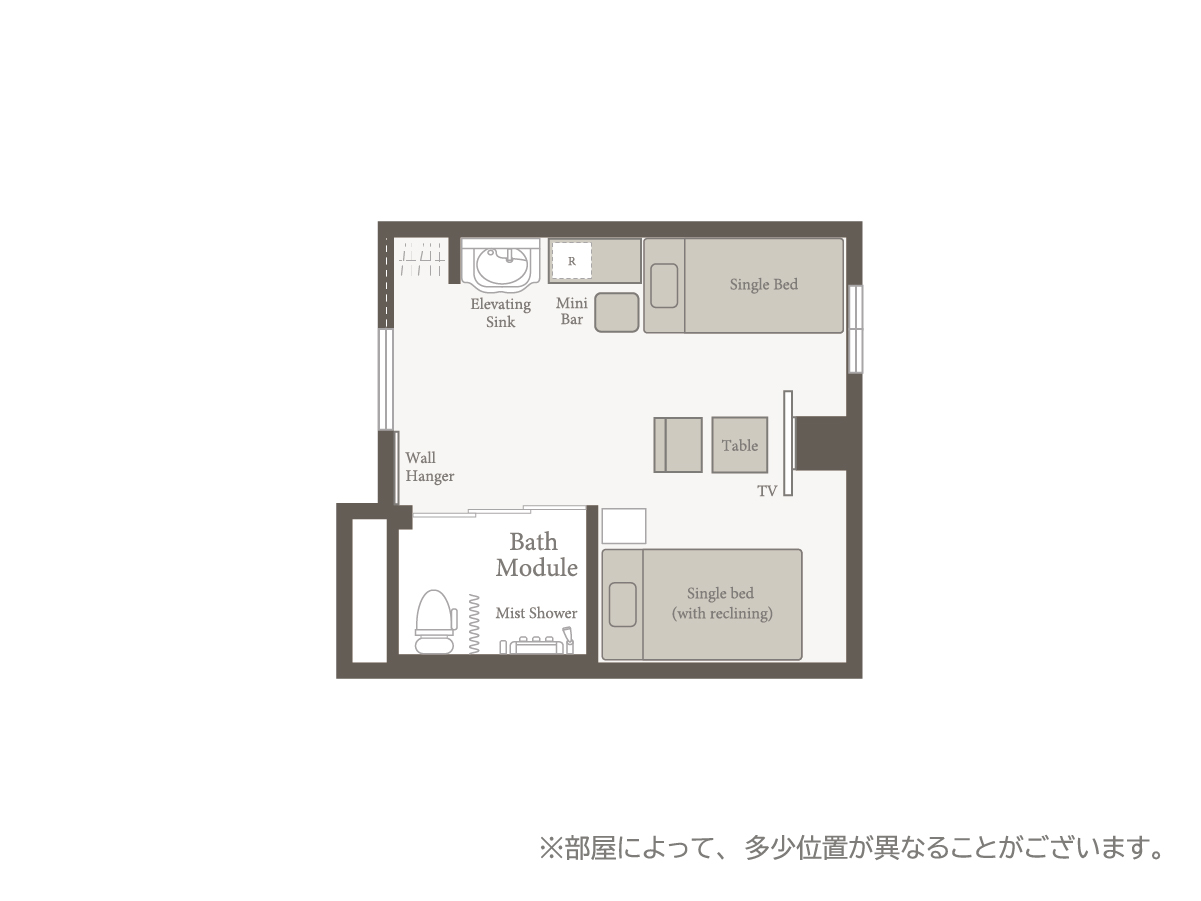 LUXCARE HOTEL(ラクスケアホテル) ユニバーサルツイン<br>（車椅子対応）|【公式】TAKUTO HOTEL