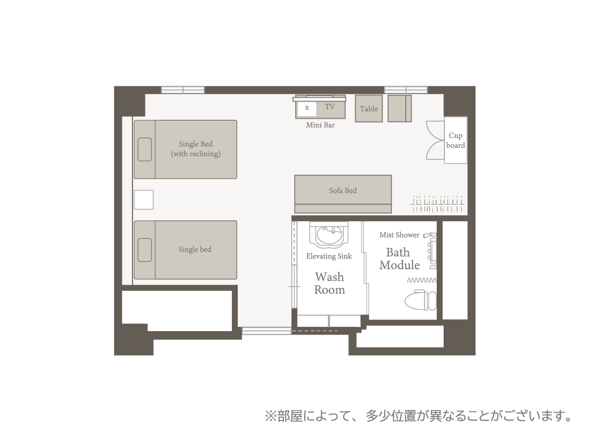 LUXCARE HOTEL(ラクスケアホテル) リラックスツイン <br>（車椅子対応）|【公式】TAKUTO HOTEL
